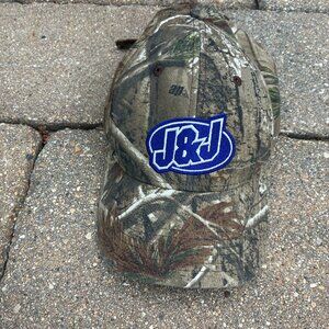 J&J camo hat with adjustable strap